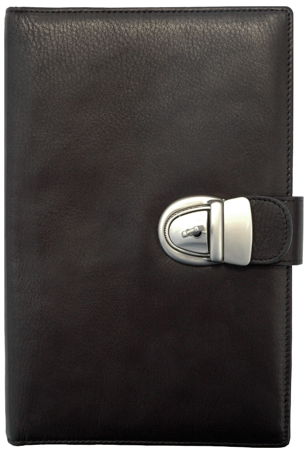 M: POST Journal with Lock, Saffiano Silver, x 6-Inch