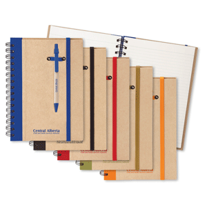 recycled wirebound journals with coordinating pens