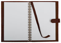 wirebound blank page journal in tan leather cover