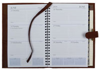 British tan leather journal with planner address book and writing pad