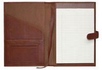 British tan leather journal with writing pad