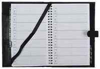 wirebound tabbed address book in leather cover