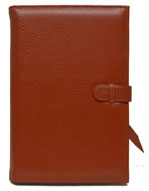front cover of camel colored leather journal