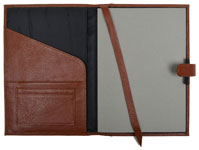 camel colored leather journal with casebound adddress book refill