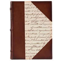 leather and paper cover journal with antique calligraphy motif