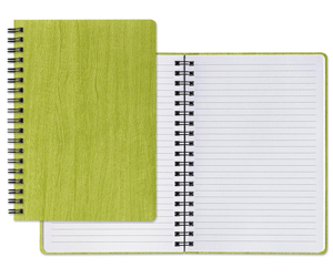 lime green wood textured spiral notebook