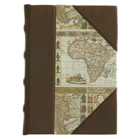 leather and paper cover journal with antique map motif
