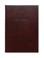 Burgundy bonded leather hardcover journal with hubbed spine