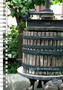 wirebound wine journal with image of antique wine press
