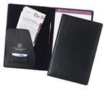 black bonded leather legal size holder with document pocket