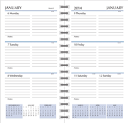 weekly calendars 3 1/4 x 6